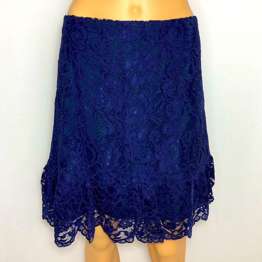 NWT! Draper James Nassau Navy Tulip Lace Skirt Sz 6